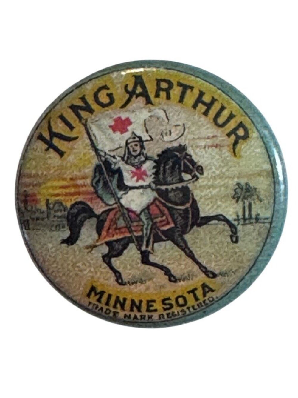 Vintage King Arthur Flour Minnesota Knight Advertising Pinback Button 1 Inch